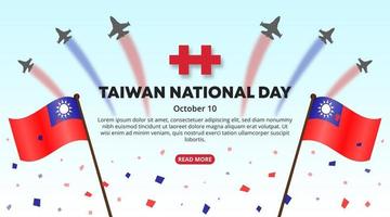 fondo del día nacional de taiwán con banderas y aviones acrobáticos vector