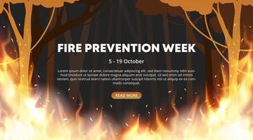 Fire prevention week background with a forest fires situation vector