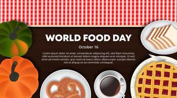 World food day background with healthy food on a table vector