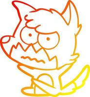 warm gradient line drawing cartoon annoyed fox vector