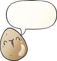 cartoon egg and speech bubble in smooth gradient style vector