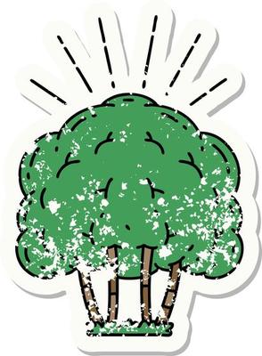 worn old sticker of a tattoo style tree