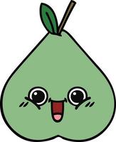 cute cartoon green pear vector