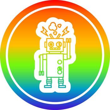 malfunctioning robot circular in rainbow spectrum vector