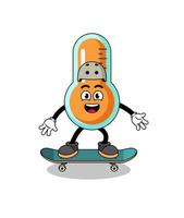 thermometer mascot playing a skateboard vector