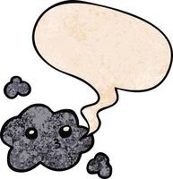 cute cartoon cloud and speech bubble in retro texture style vector