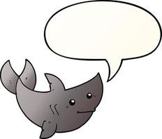 cartoon shark and speech bubble in smooth gradient style vector