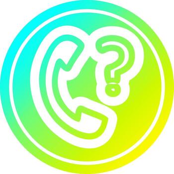 telephone handset with question mark circular in cold gradient spectrum vector
