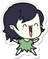 sticker of a cute cartoon happy vampire girl vector