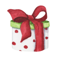 Watercolor drawing Christmas gift boxes with bows, Present box. png