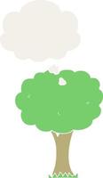 cartoon tree and thought bubble in retro style vector