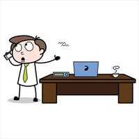 asset of a young businessman cartoon character calling his friend at the office vector