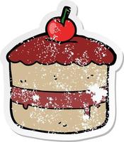 distressed sticker of a cartoon cake vector