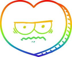 rainbow gradient line drawing cartoon angry heart vector