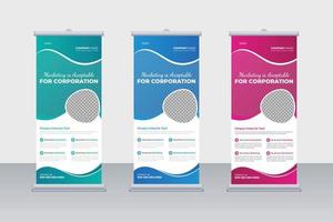 Business Roll Up Banner. Standee Design. Banner Template. Presentation and Brochure. Abstract Organic Shapes Background Vector, X-Stand, X-Banner, Exhibition Display vector