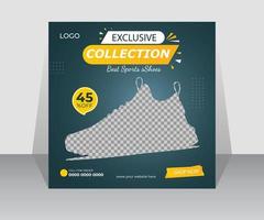 Promoción exclusiva de venta de zapatos en redes sociales y plantilla de banner web. vector