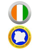 button as a symbol COTE D'Ivoire flag and map on a white background vector