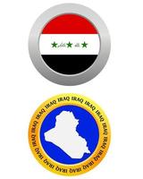 Botón como símbolo de la bandera de Irak y el mapa sobre un fondo blanco. vector