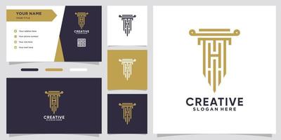 pillar and latter h logo design with creative concept vector