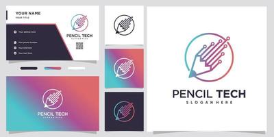 pencil tech logo design with style and creative concept vector