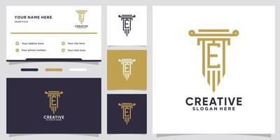 pillar and latter e  logo design with creative concept vector