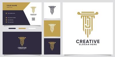 pillar and latter j logo design with creative concept vector