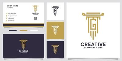 pillar and latter g  logo design with creative concept vector