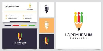 pencil logo design with style and creative concept vector