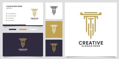 pillar and latter T logo design with creative concept vector