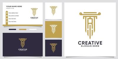 pillar and latter R logo design with creative concept vector