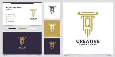 pillar and latter Q logo design with creative concept vector