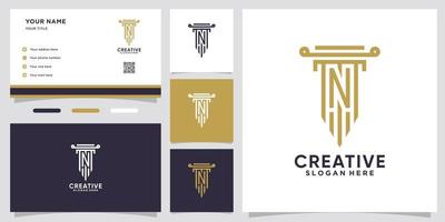 pillar and latter N logo design with creative concept vector