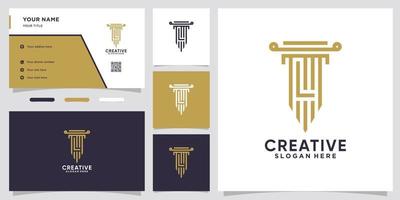 pillar and latter L logo design with creative concept vector