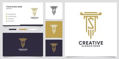 pillar and latter S logo design with creative concept vector