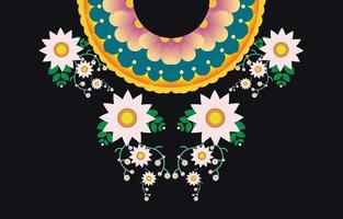 collar geométrico étnico oriental patrón tradicional. diseño de bordado de flores para mujeres de moda. fondo, papel tapiz, ropa y envoltura. vector
