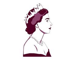 Queen Elizabeth Young Face Portrait Maroon British United Kingdom National Europe Country Vector Illustration Abstract Design