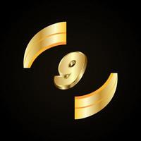 9 Golden numbers. vector 3d realistic.