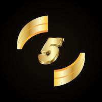 5 Golden numbers. vector 3d realistic.