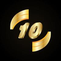 10 Golden numbers. vector 3d realistic.