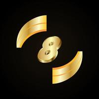 8 Golden numbers. vector 3d realistic.