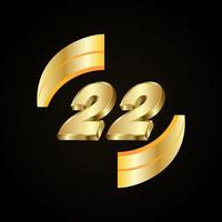 22 Golden numbers. vector 3d realistic.