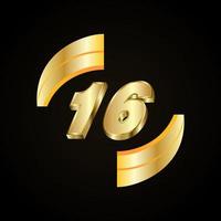 16 Golden numbers. vector 3d realistic.