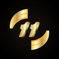 11 Golden numbers. vector 3d realistic.