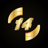 14 Golden numbers. vector 3d realistic.