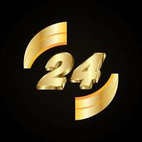 24 números dorados vector 3d realista.