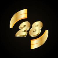 28 Golden numbers. vector 3d realistic.