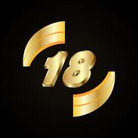 18 Golden numbers. vector 3d realistic.