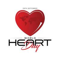 World Heart Day With Red Heart Design Template vector