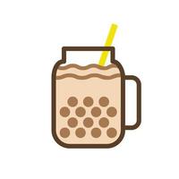 Pearl milk tea glass icon, Vector, Icon, Illustration. vector