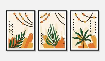 Hand drawn flat design boho wall art autumn vector